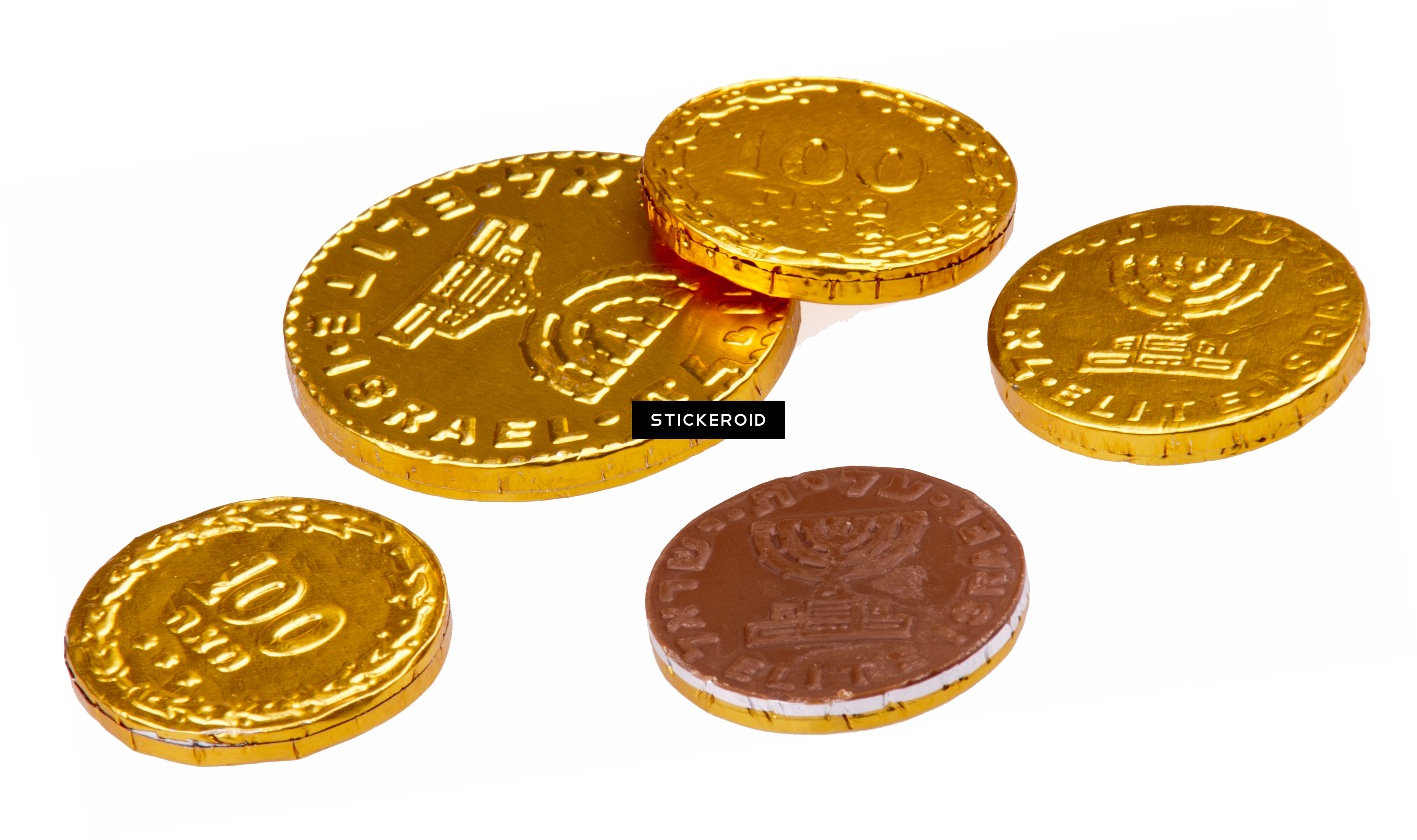 Gold Coins - Coin Chocolate (3337x1979), Png Download