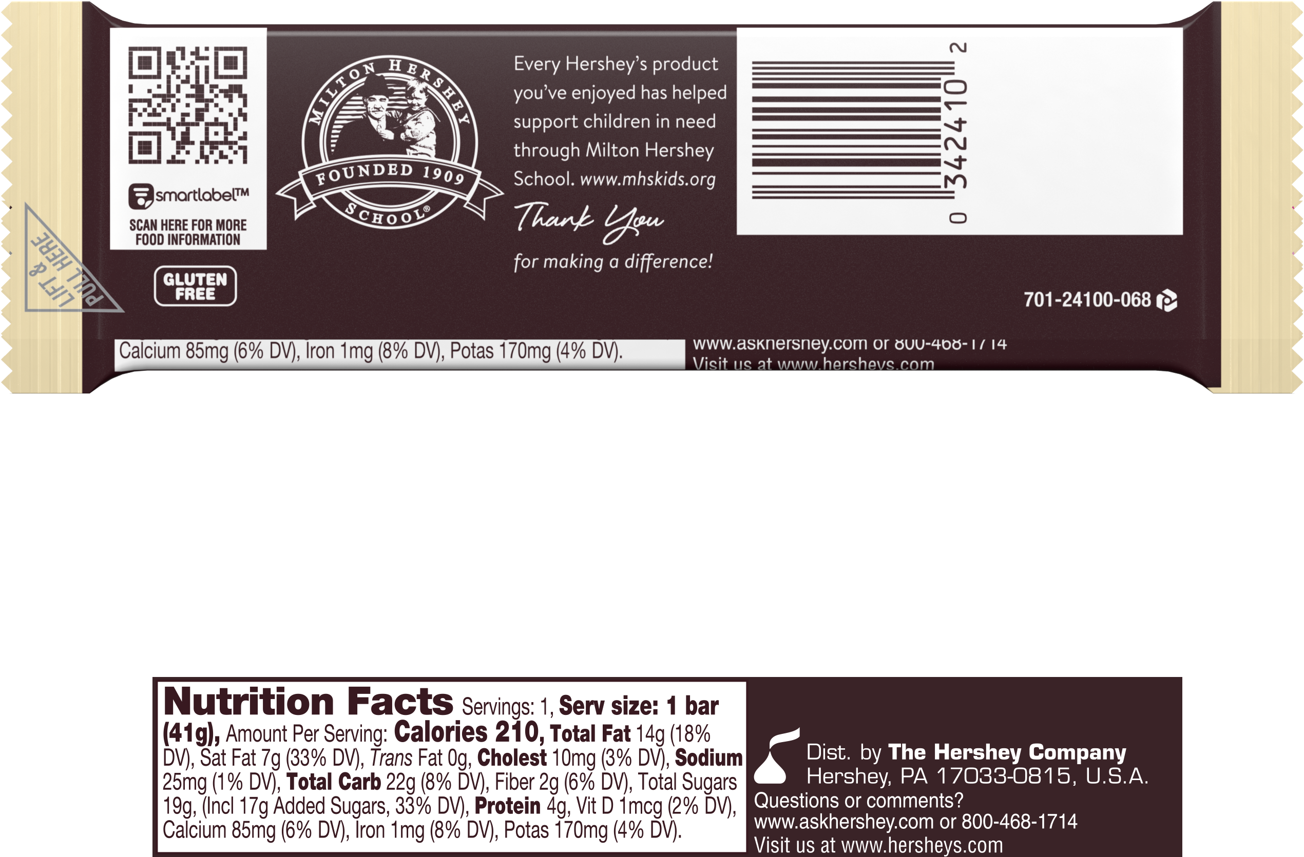 Hershey's Milk Chocolate - 7 Oz Bar (3000x3000), Png Download