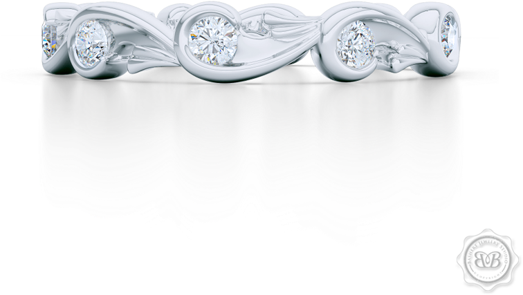 Rose-vine Motif Eternity Diamond Wedding Band - Wedding Ring (800x800), Png Download