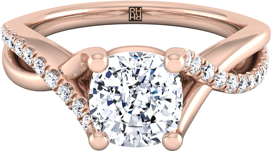 Diamond Cushion Cut Engagement Ring With Pave Infinity - 925 Sterling Silver Princes Cut Engagement Fashion (1200x1200), Png Download