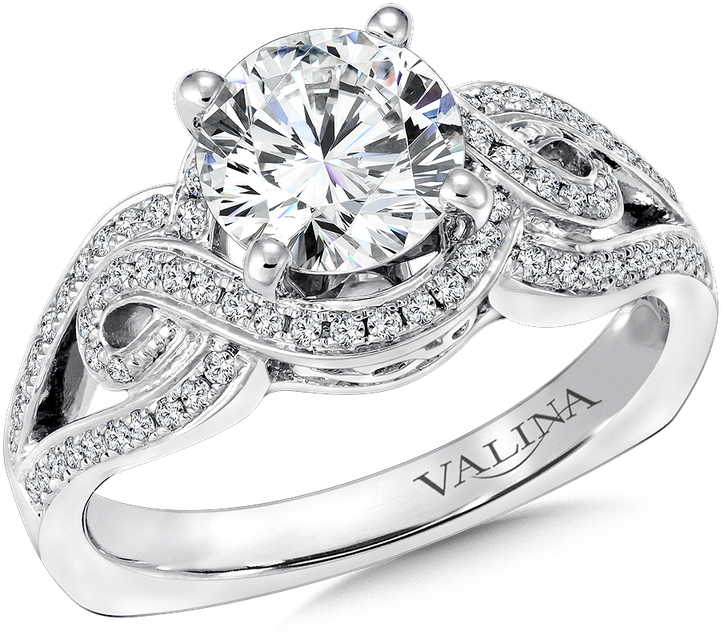 Valina Mounting With Side Stones - Channel Set Round Diamond Engagement Ring - .98 Carat (800x800), Png Download