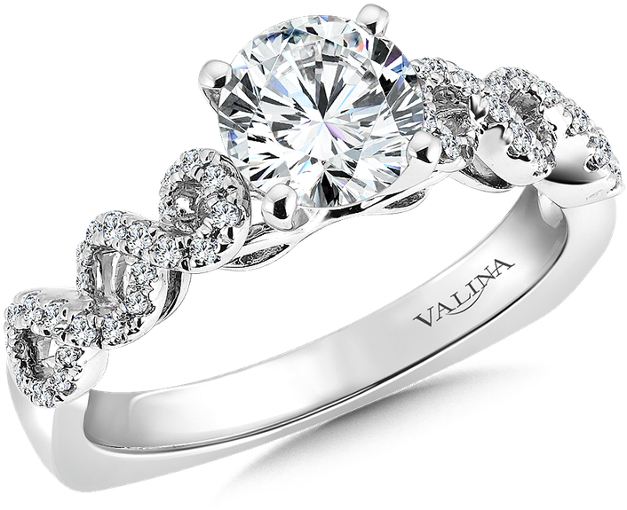 Valina Mounting With Side Stones - Givemegold 14k Yellow Gold White Rhodium, Fancy 2 Piece (800x800), Png Download