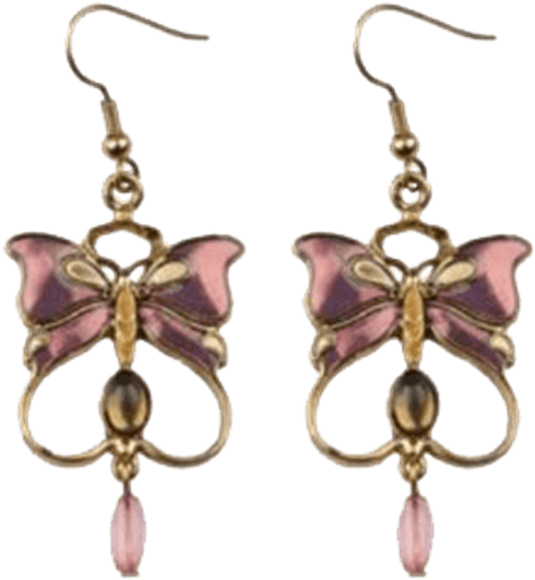 Purple Butterfly Wings Earrings - Art Nouveau Butterfly Earrings (555x555), Png Download