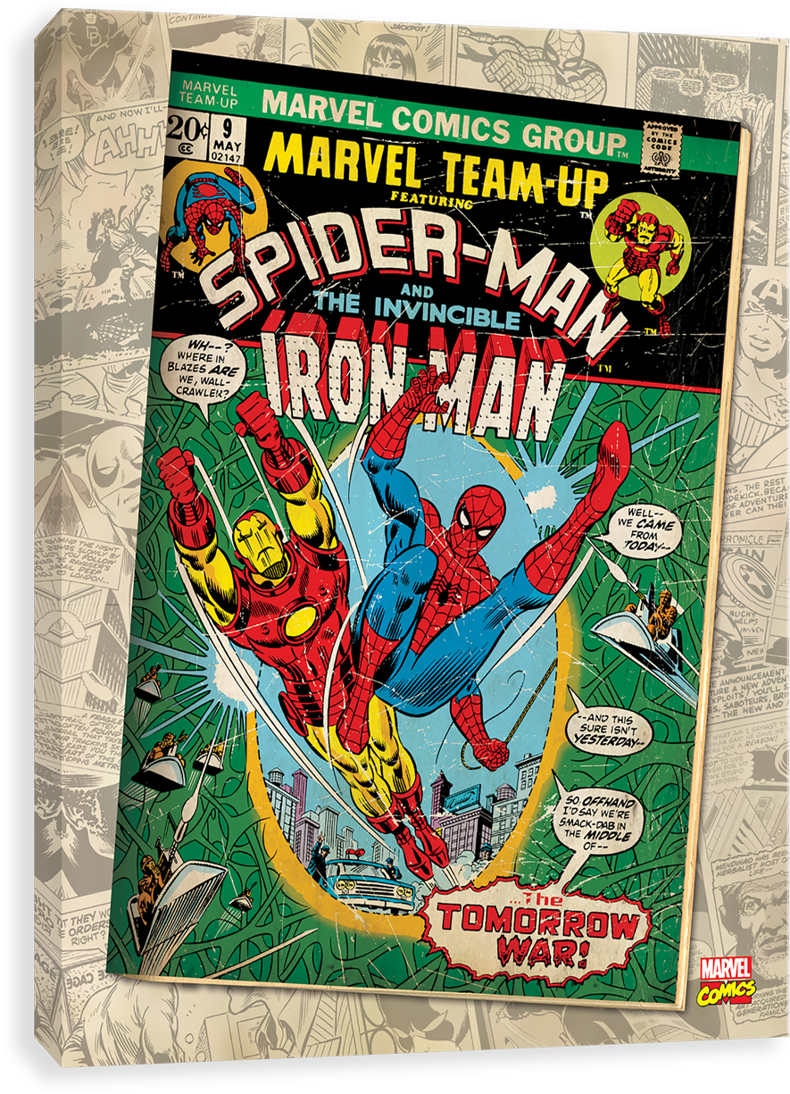 Amazing Spider-man And Invincible Iron Man - Icanvas Marvel Comic Book Spider-man Marvel Team Up (1280x1280), Png Download