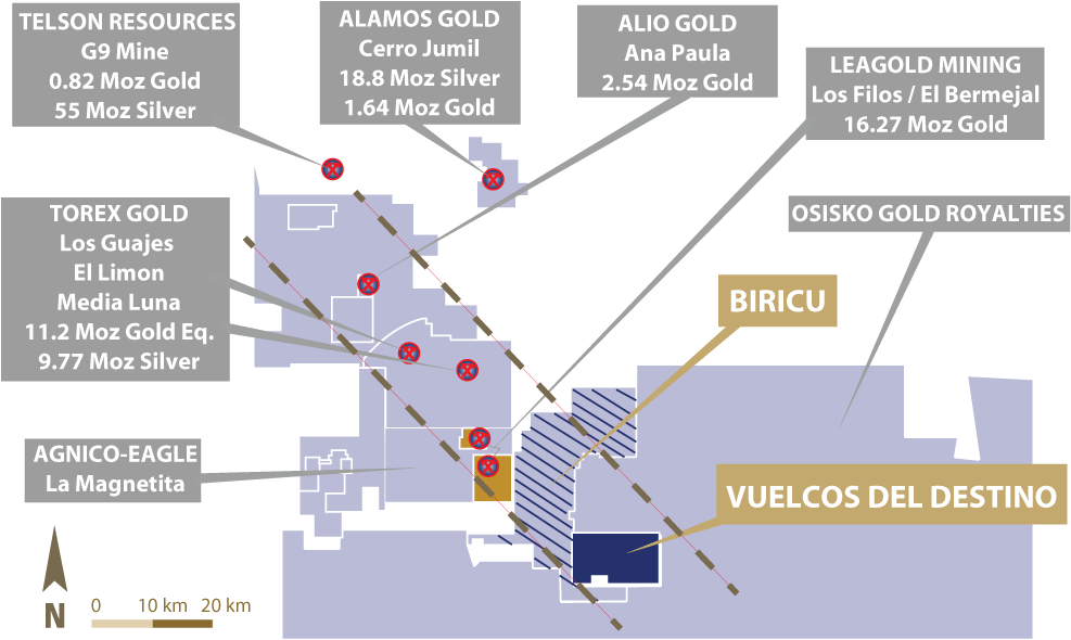 The Guerrero Gold Belt Today - Diagram (1000x595), Png Download