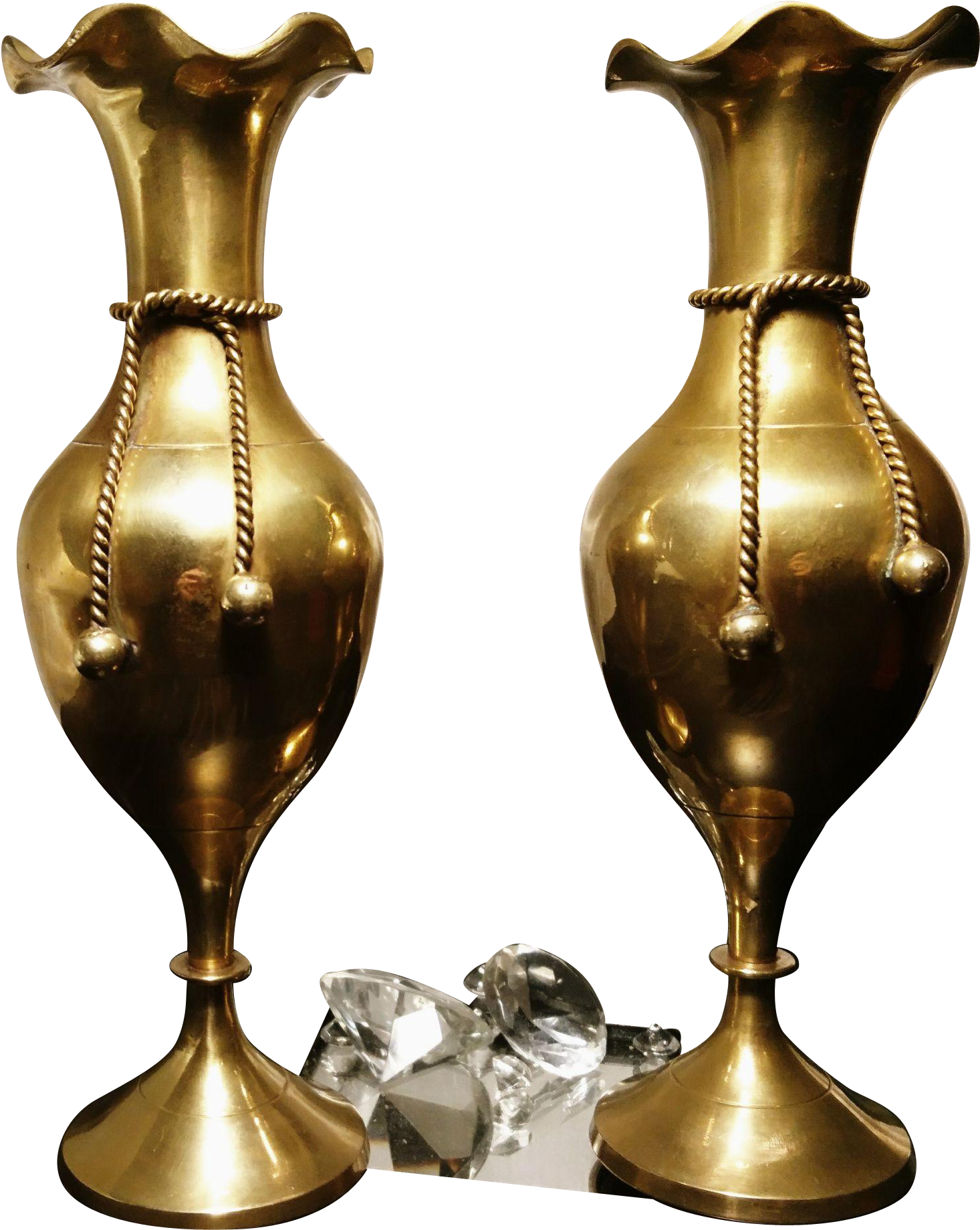 Antique Brass Vases, Pair, Rope And Knot Design - Vase (1838x1838), Png Download
