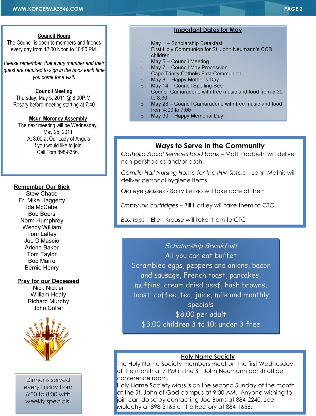 Knights Of Columbus Newsletter May 11 2 - Calendario Liturgico Para Niños (1200x1576), Png Download
