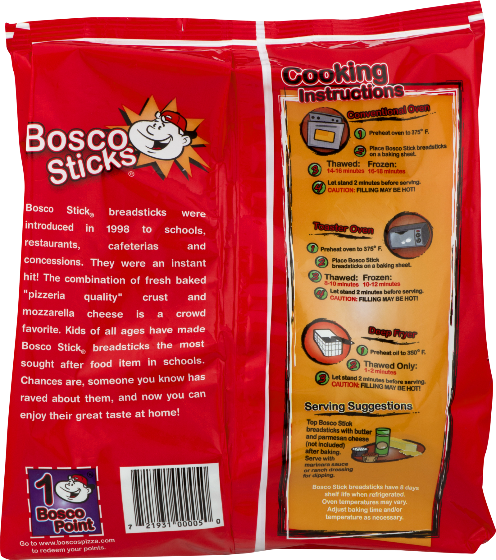 Bosco Sticks 4" Breadsticks Stuffed With Mozzarella - Boscos Bosco Sticks Breadsticks, Mozzarella Cheese (1800x1800), Png Download