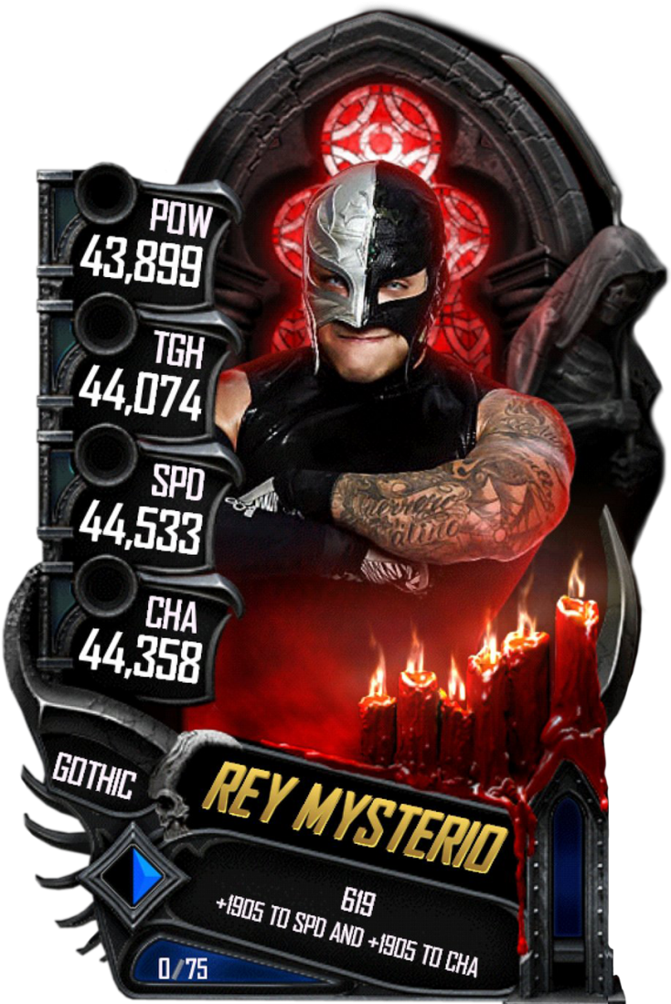 Supercard Reymysterio S4 21 Summerslam18 Ringdom - Gothic Card Wwe Supercard (733x1158), Png Download