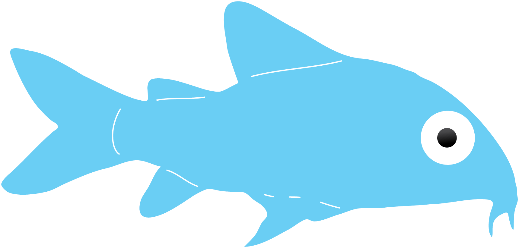 If You Look Carefully, You'll Be Able To See Them Scooting - Blue Fish Silhouette (1720x823), Png Download