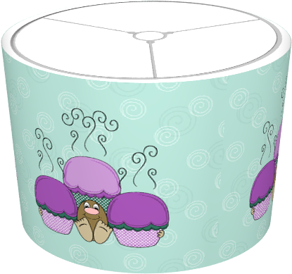 Cute Monster With Purple And Cyan Frosted Cupcakes - Cartoon (674x516), Png Download