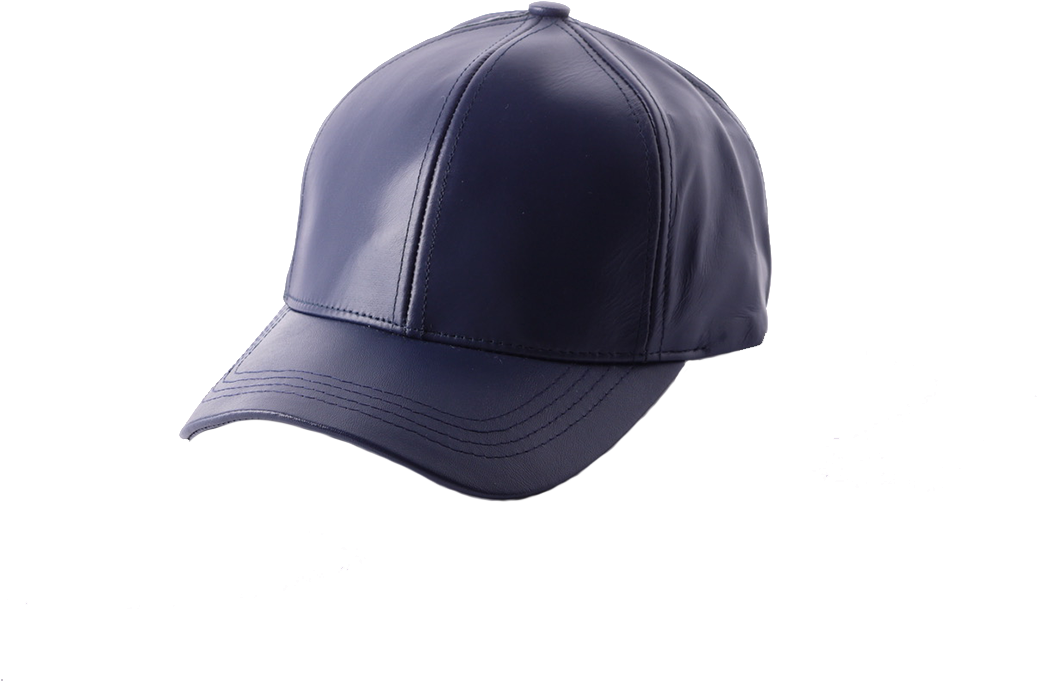 Navy Blue Leather Baseball Cap - Baseball Cap (1100x825), Png Download