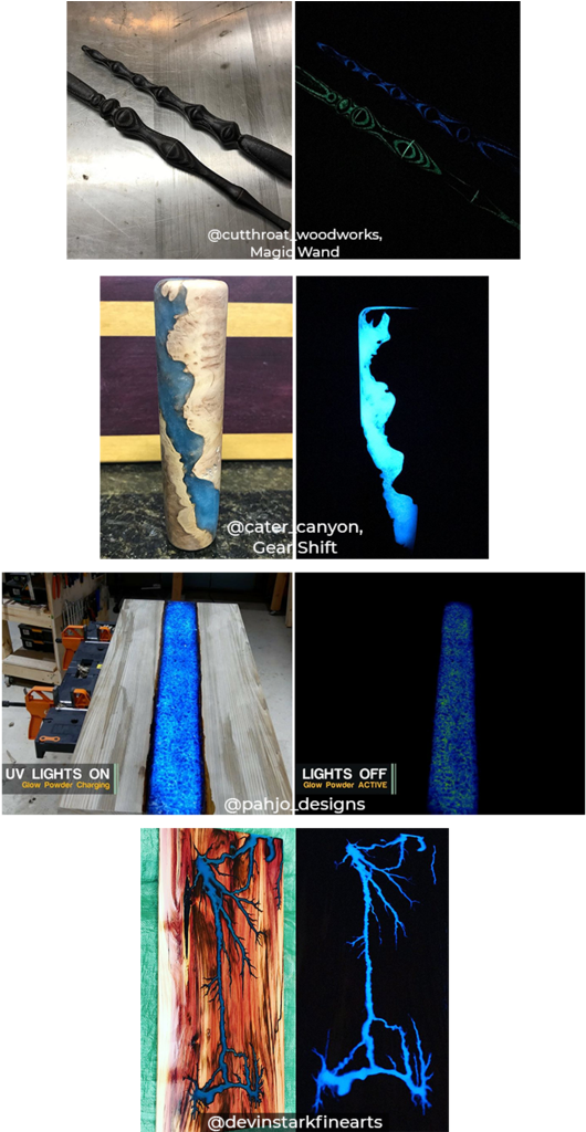 Various Items Crafted From Wood And Glow In The Dark - Resin (577x1023), Png Download