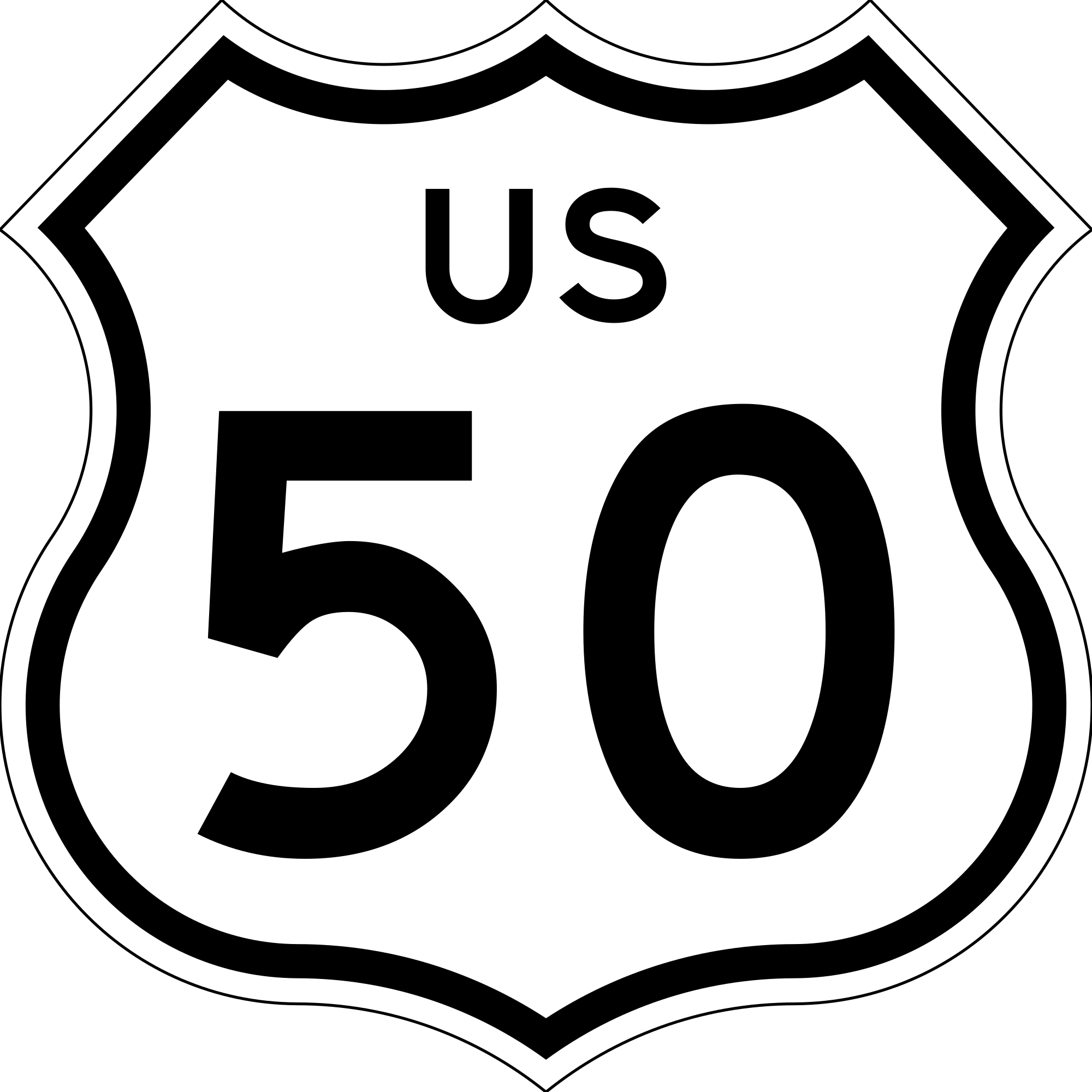 Highway 50 Crash Kills Two In Clay County - Us Route 50 Sign (2000x2000), Png Download