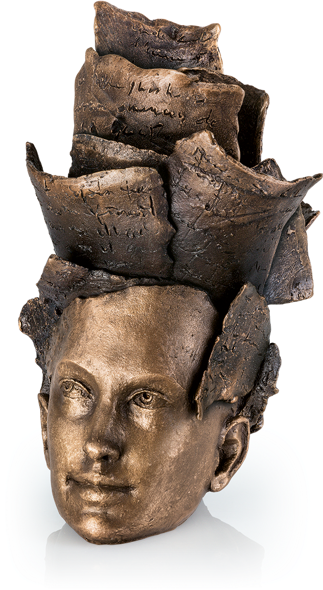 Bronzeskulptur-thoughts - Bronze Sculpture (642x1180), Png Download