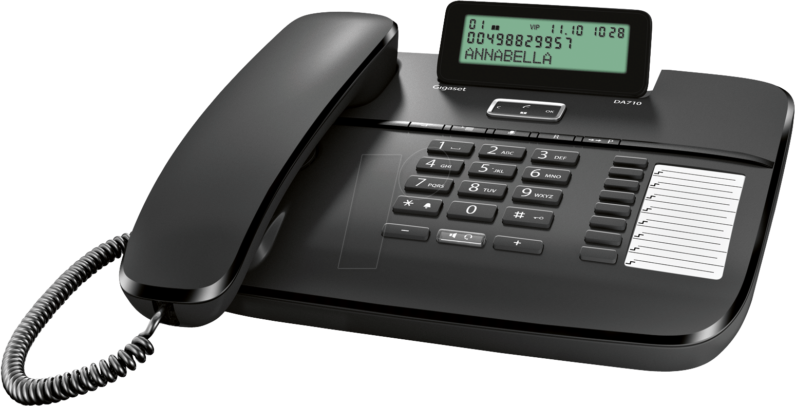 Telephone, With Cord, Black Gigaset Communications - Gigaset Da710 Black (1560x818), Png Download