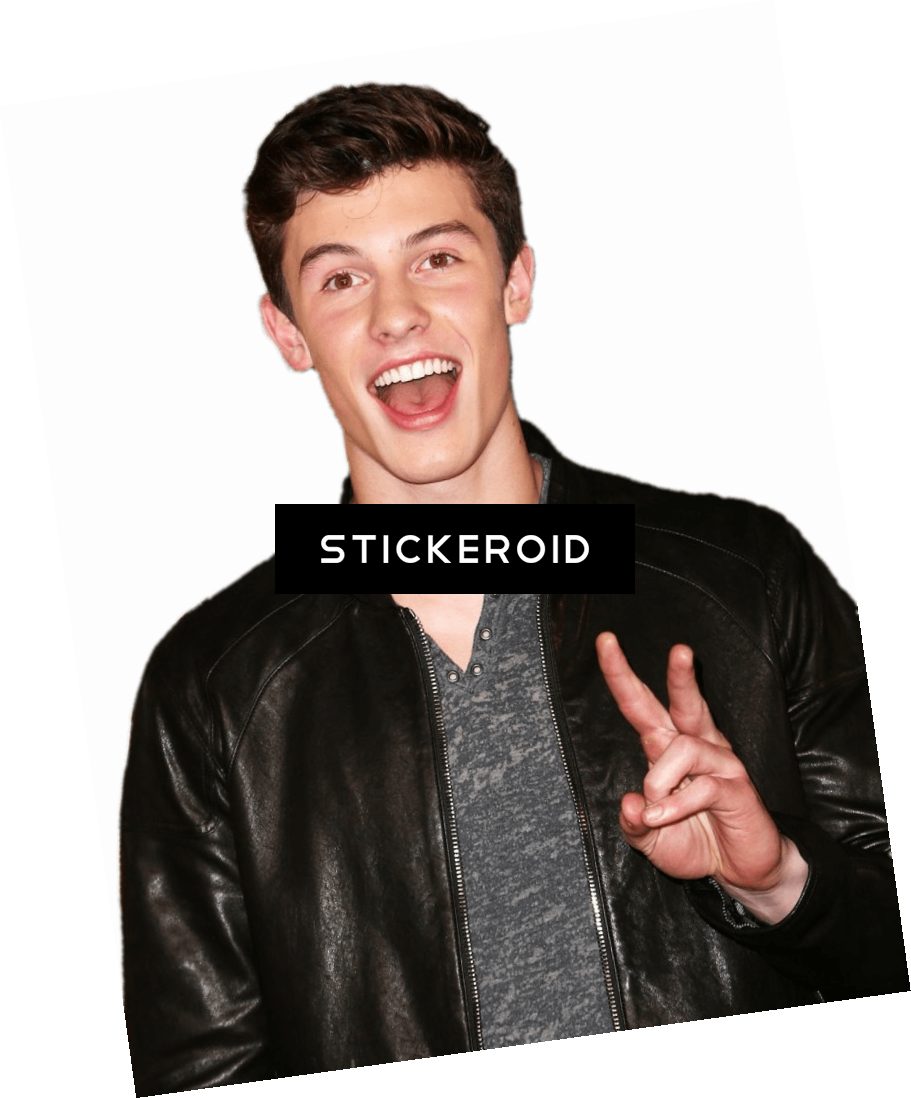 Allpng File Load Mend Png Shawn Mendes Peace Sign Emoji - Leather Jacket (911x1098), Png Download