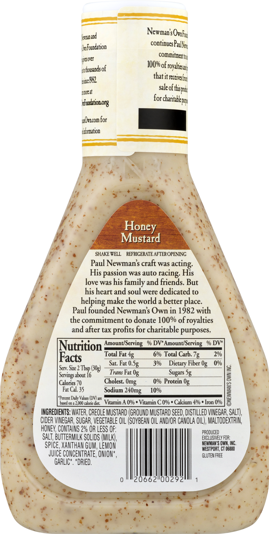 Newman's Own Honey Mustard Dressing, 16 Oz - Label (1800x1800), Png Download