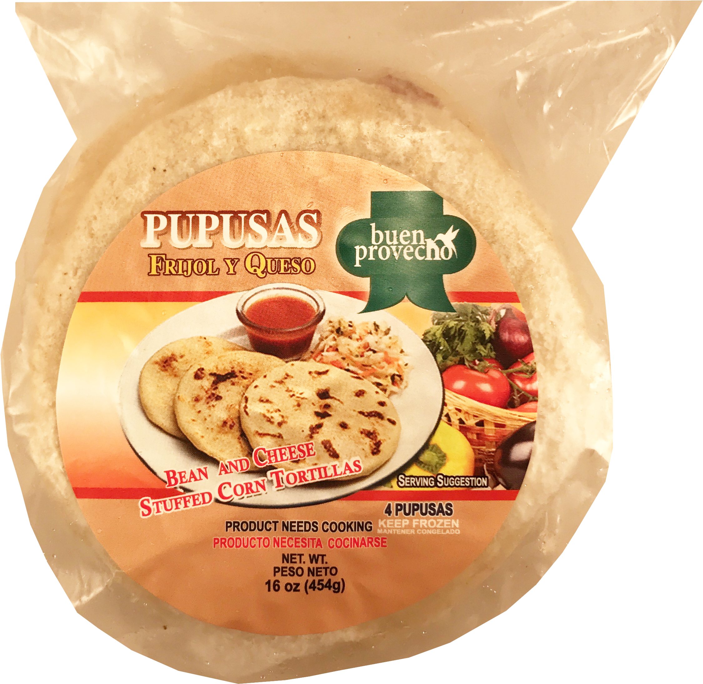 Buen Provecho Pupusas Frijol Con Queso 16 Oz - Grupo Salvatex Pupusas, Cheese & Beans - 4 Pupusas, (2604x2442), Png Download