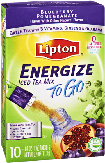 Lipton® Energize To Go Blueberry Pomegranate Sugar - Lipton To Go Iced Tea Mix, Energize, Blueberry Pomegranate (600x600), Png Download