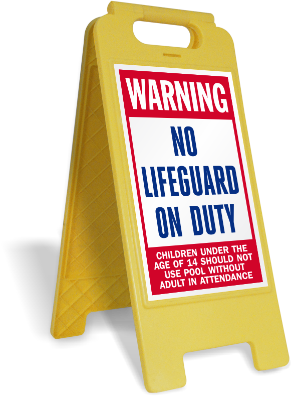 No Lifeguard On Duty Warning Floor Sign - Lifeguard Not On Duty Sign (691x800), Png Download