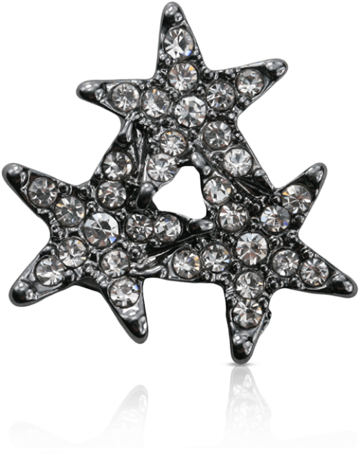 Stars Trio Black - Brooch (520x760), Png Download
