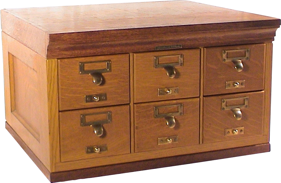 Oak 6 Drawer Card File Cabinet By Library Bureau - Drawer (977x977), Png Download