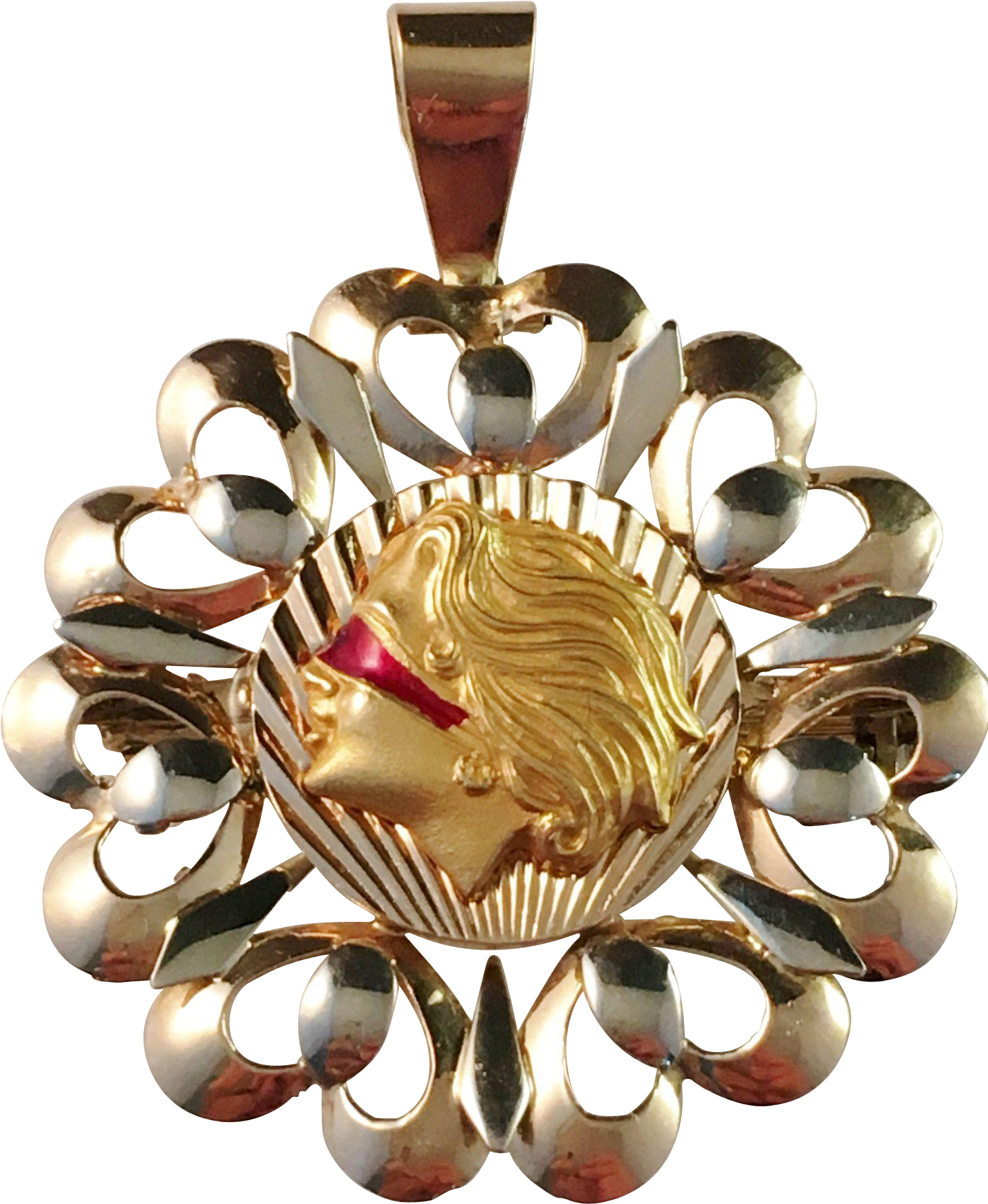 Vintage Venetian 18k Gold And Enamel Lady Justice Pendant - Brooch (1821x1821), Png Download