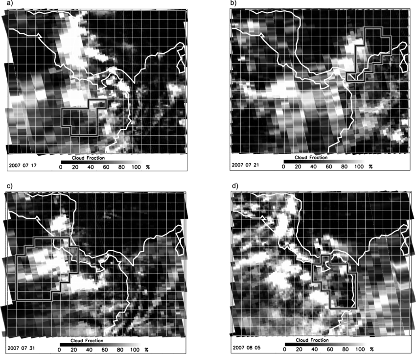 Omi Effective Geometrical Cloud Fraction On The Four - Monochrome (850x723), Png Download