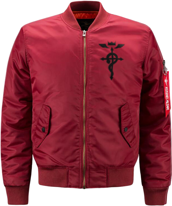Full Metal Alchemist Edward Elric Bomber Jacket - 2018 Mens Spring Flight Jacket (580x580), Png Download