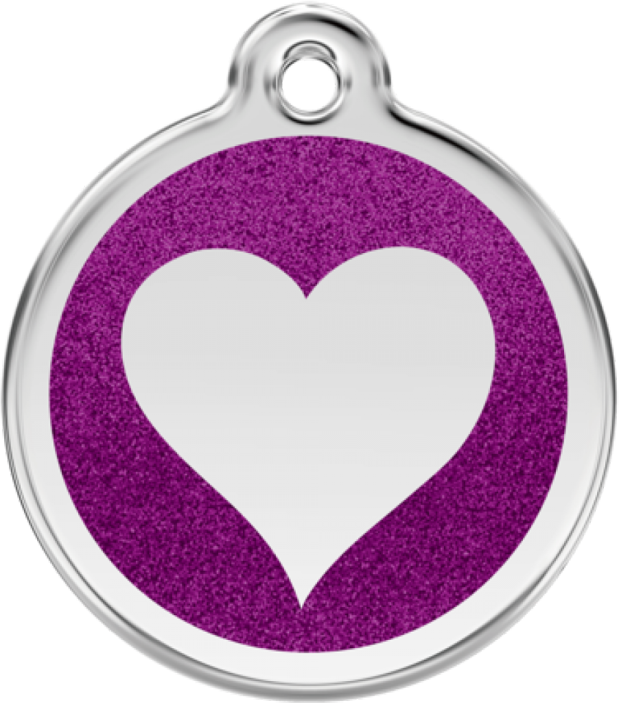 More Views - Red Dingo Glitter Enamel Heart Cat Id Tag - Purple (1200x1200), Png Download