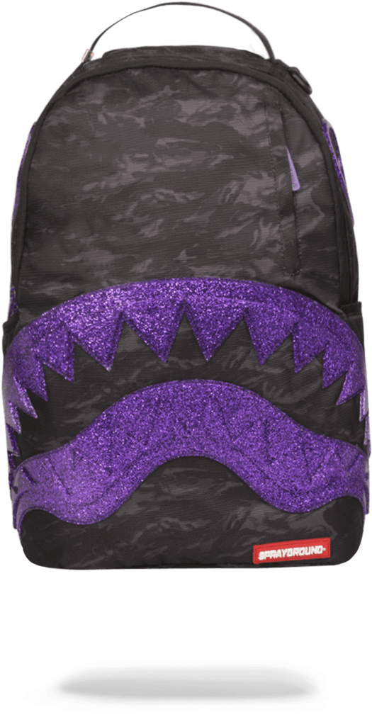Purple Cheetah Backpack - Purple Glitter Sprayground (900x1148), Png Download