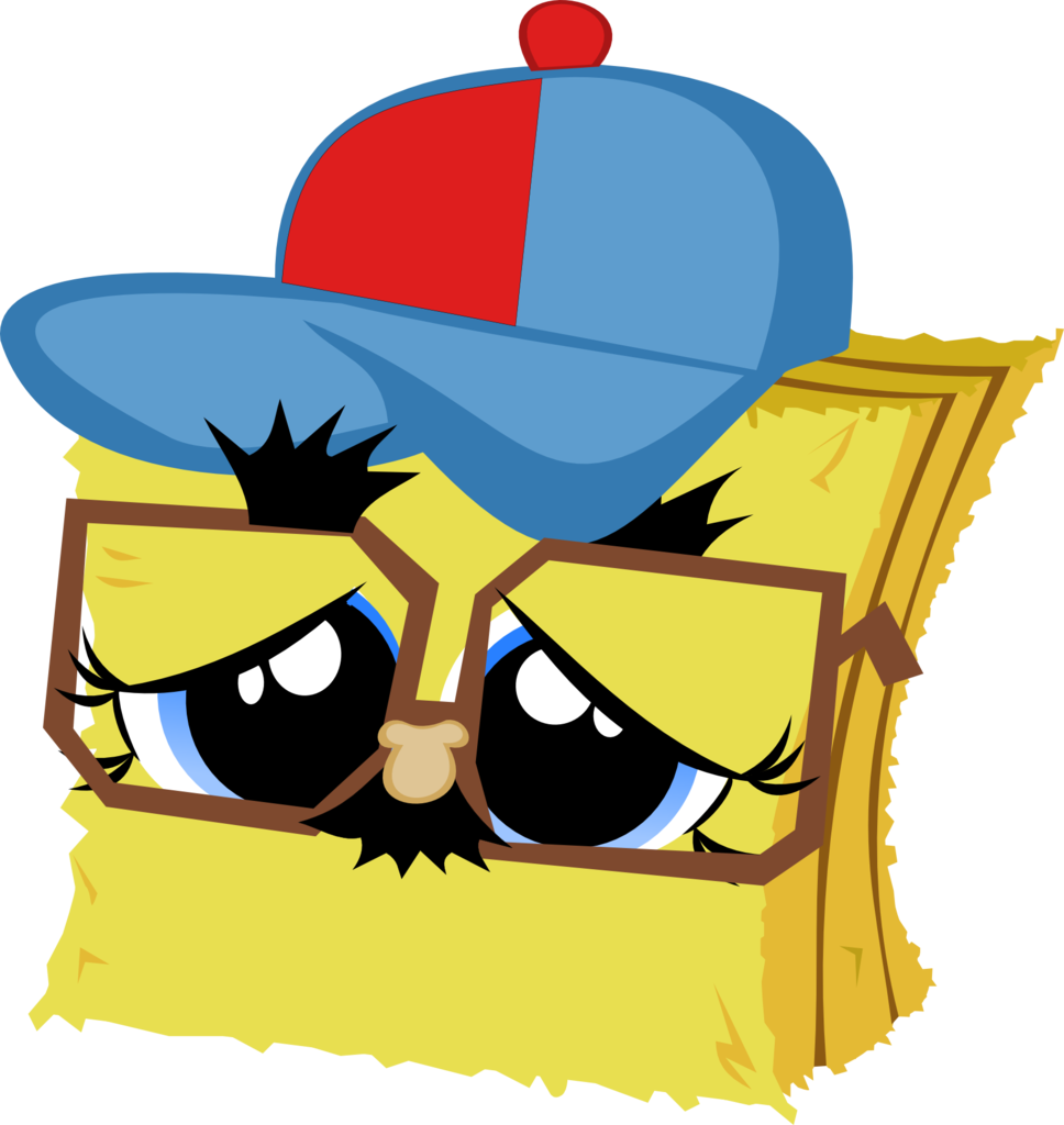 Limeylassen, Chibi, Filly, Glasses, Hay, Hay Bale, (968x1024), Png Download