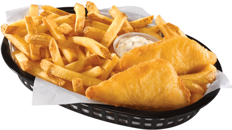 Fish - Fish And Chips Basket (500x268), Png Download