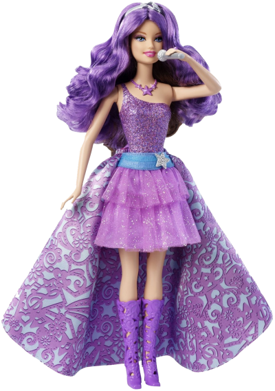 Purple Barbie Doll Png Transparent Image - Barbie Dolls Pop Star (400x569), Png Download