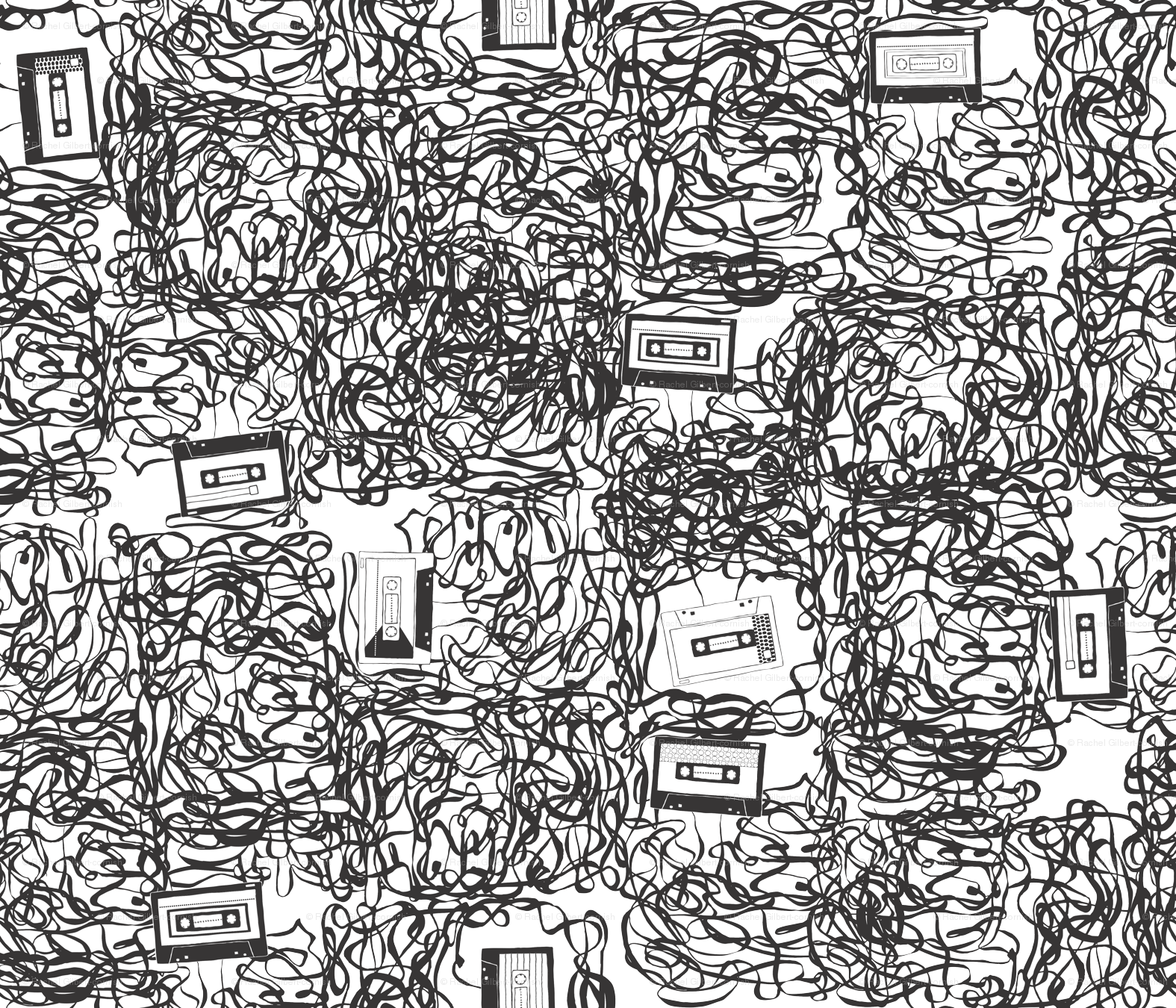 Baby Fabric - Cassette Tapes Custom Fabric By Babysisterrae (1575x1350), Png Download