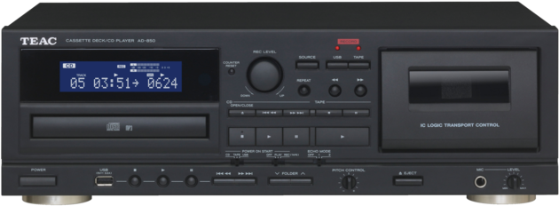 850 B Front R640x320 \ - Teac Ad-850 Cassette And Cd Player (640x320), Png Download