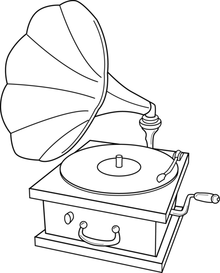 Record Player Clip Art By J - Record Player Line Drawing (443x550), Png Download