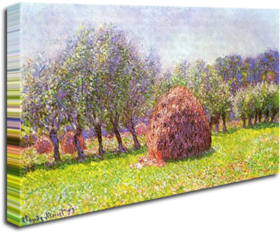 Heap Of Hay In The Field - Poster: Claude Monet Heap Of Hay (500x373), Png Download