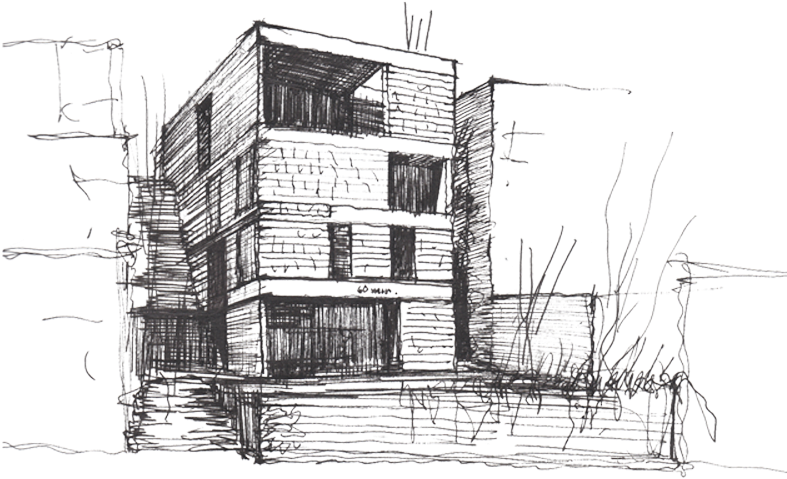 A Arquitectura Exterior Rendering, Croquis, Architecture - Drawing (800x495), Png Download