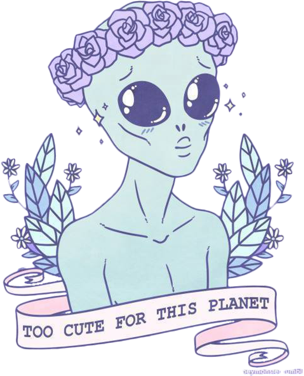 Tagged With - - Too Cute For This Planet Alien (500x634), Png Download