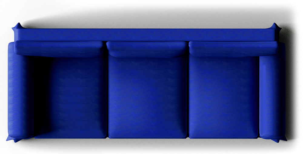 Couch Vector Top View - Blue Sofa Top View Png (1000x508), Png Download