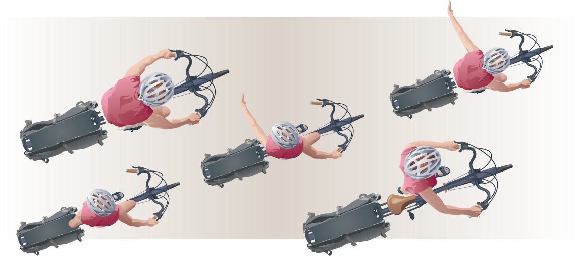 Top View Bicyclist On Xtracycle - Cartoon (1200x576), Png Download