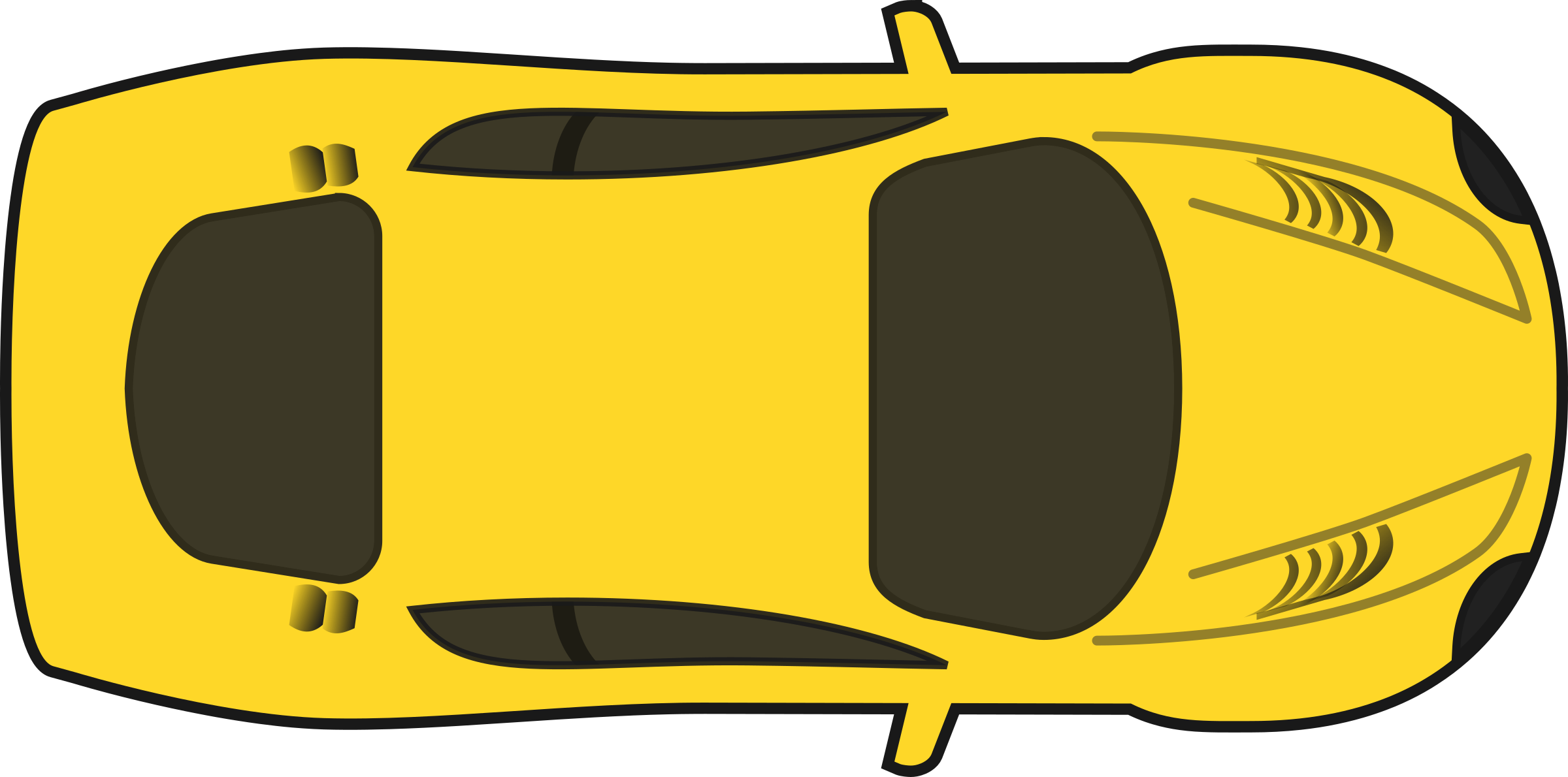 Yellow Racing Car - Car Clipart Top View Png (2400x1190), Png Download