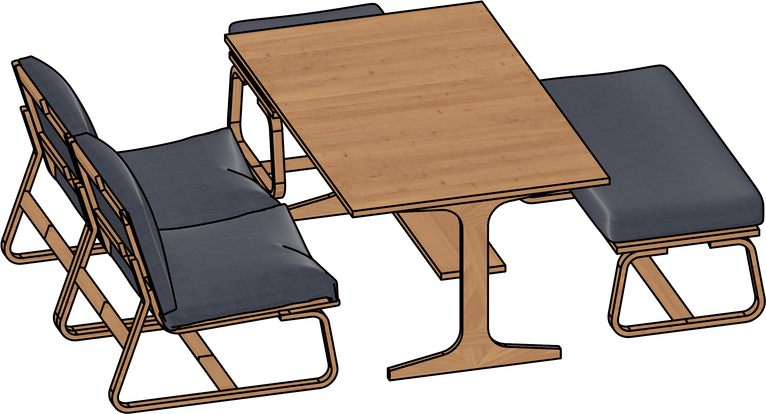 Dining Table Perspective View Png Clipart - Dining Table Animated Transparent (2572x1414), Png Download