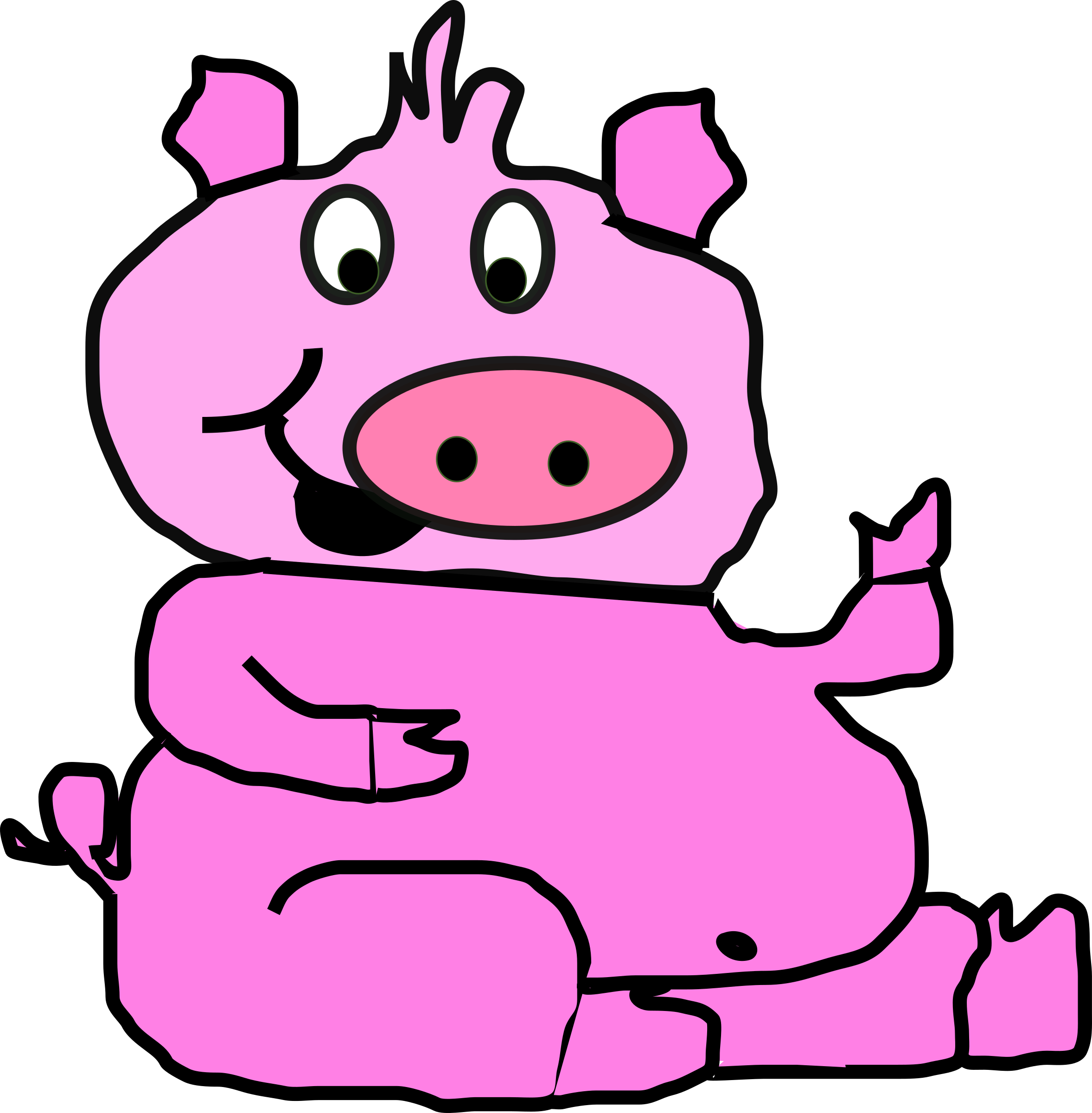 Pink Pig Picture Transparent - Funny Pictures Of Cartoon Animals (2355x2400), Png Download