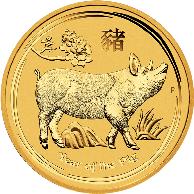 Gold Coin "year Of The Pig\ - Perth Mint 2019 Lunar Pig (400x400), Png Download