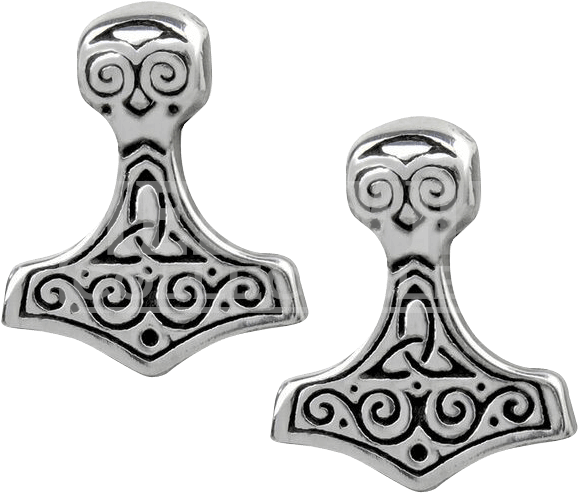 Alchemy Gothic Thor Hammer Stud Pair Of Earrings (590x590), Png Download