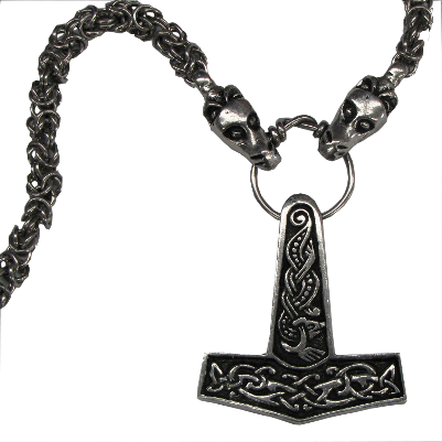Jorvik Thor's Hammer Necklace - Jorvik Thor's Hammer Pewter Pendant Viking Chain Necklace (401x401), Png Download