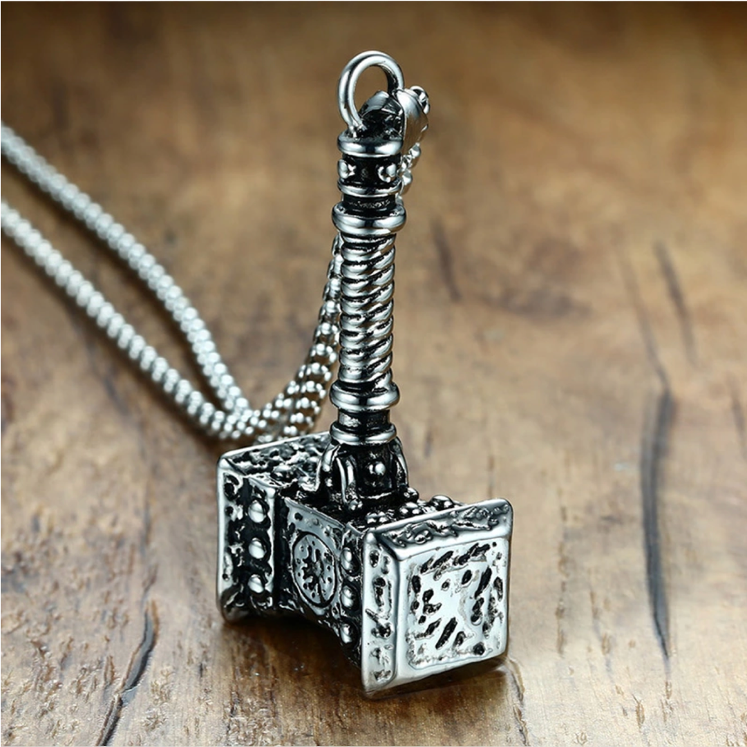 Thor Hammer Pendant Necklace - Mens Solid Viking Thors Hammer Pendant Necklace Stainless (1080x1920), Png Download